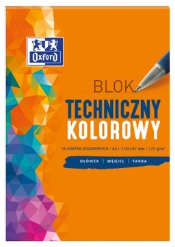 Blok techniczny Oxford A4 10 kartek Kolorowy
