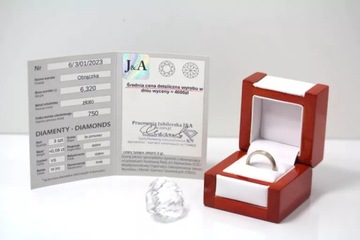 ZŁOTA OBRĄCZKA Z DIAMENTAMI 750 0,06CT 6,32G R21 CERTYFIKAT