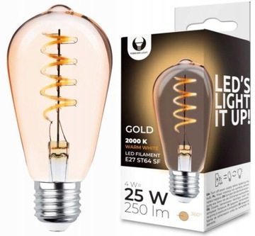 Żarówka OZDOBNA LED E27 Filament EDISON 4W 2000K