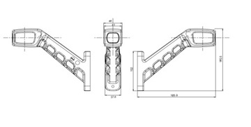 Lampa obrysowa LED na wysięgniku PRAWA - 12/24V