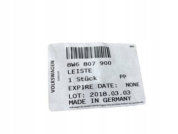 AUDI A5 8W LIŠTA DRŽÁKY NÁRAZNÍKU 8W6807900