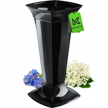 WAZON FLAKON NA CMENTARZ 39cm KWIATY ŻYWE SZTUCZNE GRÓB PLASTIKOWY CZARNY