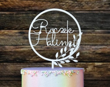 Topper biały na tort Roczek TUB-1