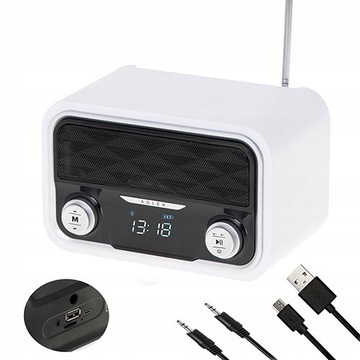 RADIO RETRO FM z MP3 GŁOŚNIK BLUETOOTH SIEĆ AKUMULATOR