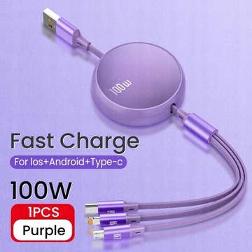 USB-кабель для быстрой зарядки данных 3 в 1 для iPhone