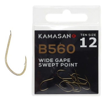 Haczyki Kamasan B560 zadziorowe r 12 z łopatką