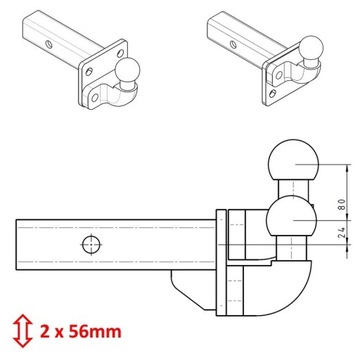 Uniwersalny Adapter Haka USA 51x51 Holowniczego Regulacja Wysokości