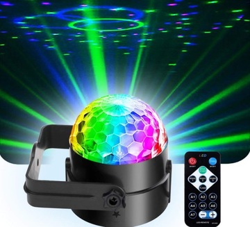 СВЕТОДИОДНЫЙ ПРОЕКТОР DISCO BALL RGB ДЛЯ ВЕЧЕРИНКИ ЛАЗЕР + ПУЛЬТ ДИСТАНЦИОННОГО УПРАВЛЕНИЯ