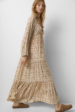 Pull and Bear - sukienka boho maxi print - L