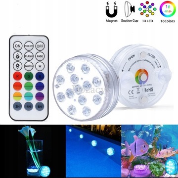 ВОДОНЕПРОНИЦАЕМАЯ RGB 13LED ЛАМПА ДЛЯ БАССЕЙНА, 4 ШТ.