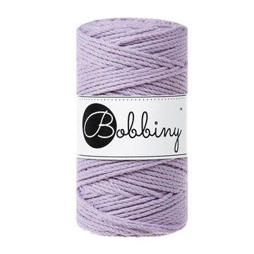 Sznurek Bobbiny 3PLY 3mm bawełniany skręcany do makramy fiolet LAWENDOWY
