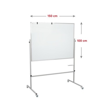 Вращающаяся магнитная доска промышленного цвета, белая, сухостираемая, 150х100см.