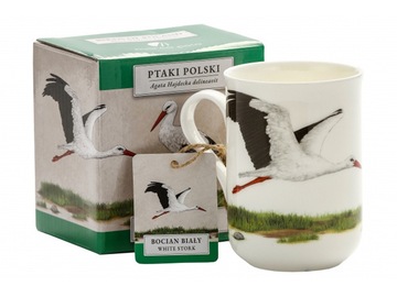 Kubek porcelana bocian na urodziny Hajdecka ptaki