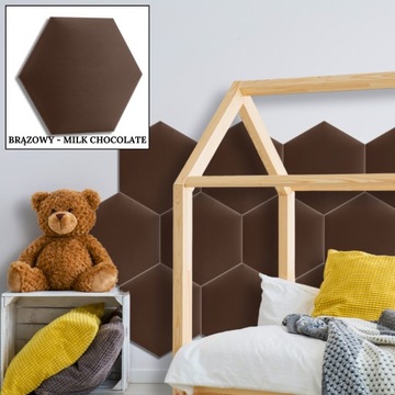 Мягкая панель-шестигранник 40x35 см H20 КРЕМОВЫЙ ВЕЛОР - ВЫБОР ЦВЕТА