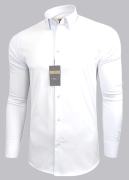Koszula męska Biała dopasowana Lavier - SLIM FIT Bawełna Rozmiar XL