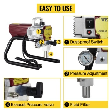 Гидродинамический окрасочный пистолет-распылитель VEVOR 2,2 л/мин 1500Вт
