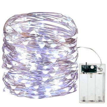 LAMPKI LED DRUCIK NA BATERIE 50 DIOD KOLOR BIAŁY