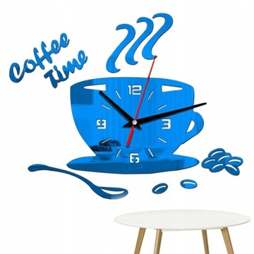 3D Mirror Coffee Cup Shaped Wall Clocks Moder