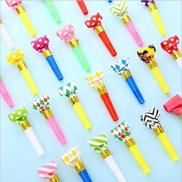 Xqff 10pcs 6.5cm Roll Paper Whistle Funny Children Blowing Dragon Whistle