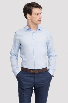 Błękitna pastelowa koszula z bawełny rozmiar 188-194/43