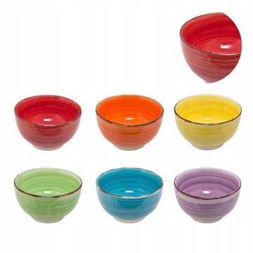 KOLOROWE CERAMICZNE MISKI 500ML RAINBÓW 6 SZTUK