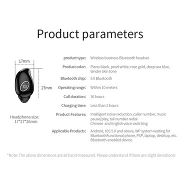 Mini Bluetooth 5.0 Bezprzewodowy monofoniczny douszny