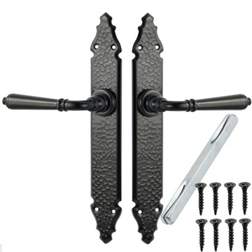 KLAMKA DRZWIOWA CZARNA LOFT RETRO KUTA METALOWA