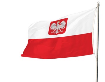 Флаг с гербом Польши ПРЕМИУМ 150х92 см Флаг Польши на шесте