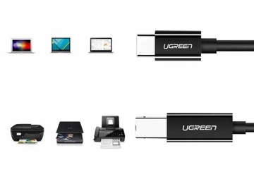USB-C — USB-B, кабель принтера 480 Мбит/с, 2 м, черный