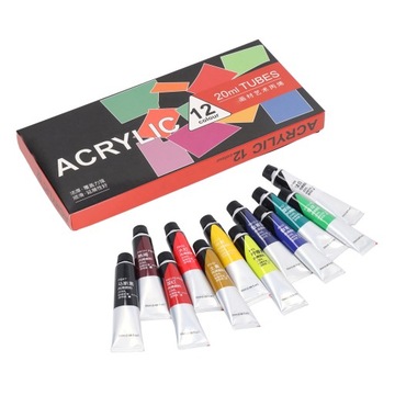 Zestaw farb akrylowych DIY płyn wodoodporny 12 kolorów 20 ml każdy