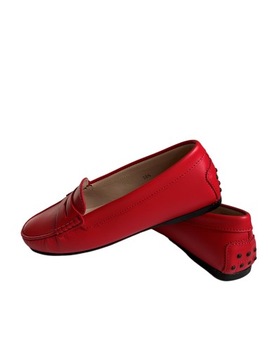 TOD'S mokasyny czerwone skórzane r. 38,5