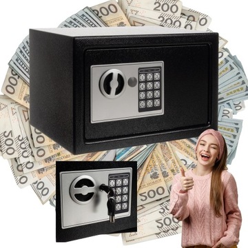 DOMOWY SEJF KASA PANCERNA KASETKA NA ZAMEK ELEKTRYCZNY SZYFR KOD KLUCZE
