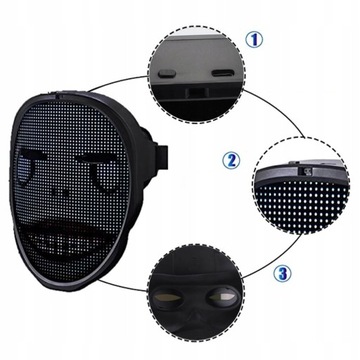 СМЕННАЯ МАСКА ДЛЯ ХЭЛЛОУИНА СВЕТЯЩАЯСЯ СВЕТОДИОДНАЯ ПРОГРАММИРУЕМАЯ УПРАВЛЕНИЕ ЖЕСТАМИ ПРИЛОЖЕНИЯ