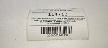 KLIKA ZADNÍ LEVÝ VNĚJŠÍ LAND RANGE RIVER EVOQUE L551 K8D222401