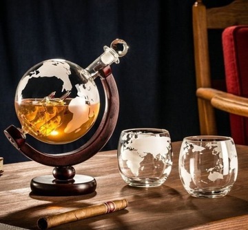 ZESTAW DO WHISKY KARAFKA GLOBUS BAREK + SZKLANKI