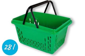 Зеленая пластиковая корзина для покупок 28л.