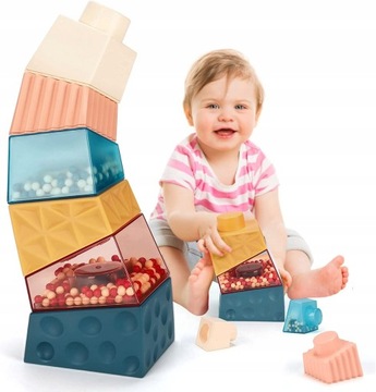 Montessori Silikonowe klocki do układania w stosy dla dzieci