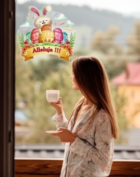 РОЖДЕСТВЕНСКАЯ НАКЛЕЙКА АЛЛИЛУЙЯ КРОЛИК КАК НАРИСОВАННЫЙ