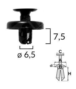 KOLÍČEK ROZTAŽNÝ 6,5MM TOYOTA LEXUS 5 KUSU