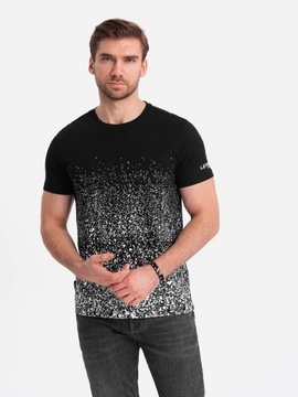 T-shirt męski bawełna 100% z nadrukiem czarny V1 OM-TSPT-22SS-001 XL