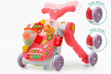 ROWER PCHACZ HULAJNOGA JEŹDZIK STOLIK EDUKACYJNY 4W1 RÓŻOWY