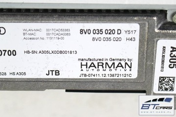AUDI A3 ZESTAW MMI 3G+ MONITOR + CZYTNIK MIB + PANEL 8V0035020D 8V0919604C