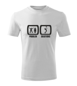 Koszulka T-shirt męska D588 PROBLEM ROZWIĄZANIE SIATKÓWKA biała rozm L