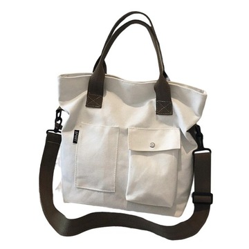 Durable Canvas Tote Bag Large Size with Pockets