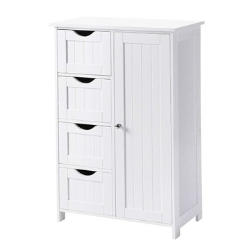 SZAFKA ŁAZIENKOWA Z 4 SZUFLADAMI + 1 DRZWIAMI BIAŁA 60X30X80CM