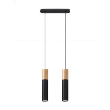 Lampa wisząca PABLO 2 czarno drewniana zwis