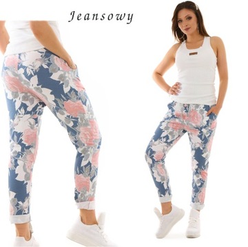 F443 Удобные спортивные штаны с цветами, размер S/M.