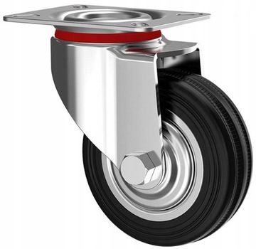 КОЛЕСО ИЗ МЕТАЛЛА И РЕЗИНЫ 125 ММ ДЛЯ ТРАНСПОРТНОЙ ТЕЛЕЖКИ