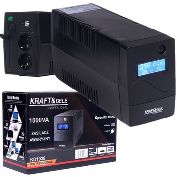 ZASILACZ AWARYJNY UPS PIECA POMPY KOMPUTERA 1000VA 600W WYŚWIETLACZ LCD