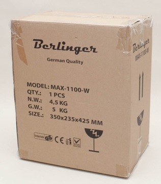 СОКОВЫЖИМКА BERLINGER METAL MAX1100 СОК ВЫСОКОЙ МОЩНОСТИ И ОТВЕРСТИЕ ДЛЯ СОКА